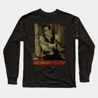 TEXTURE ART-Johnny Cash - RETRO STYLE Long Sleeve T-Shirt